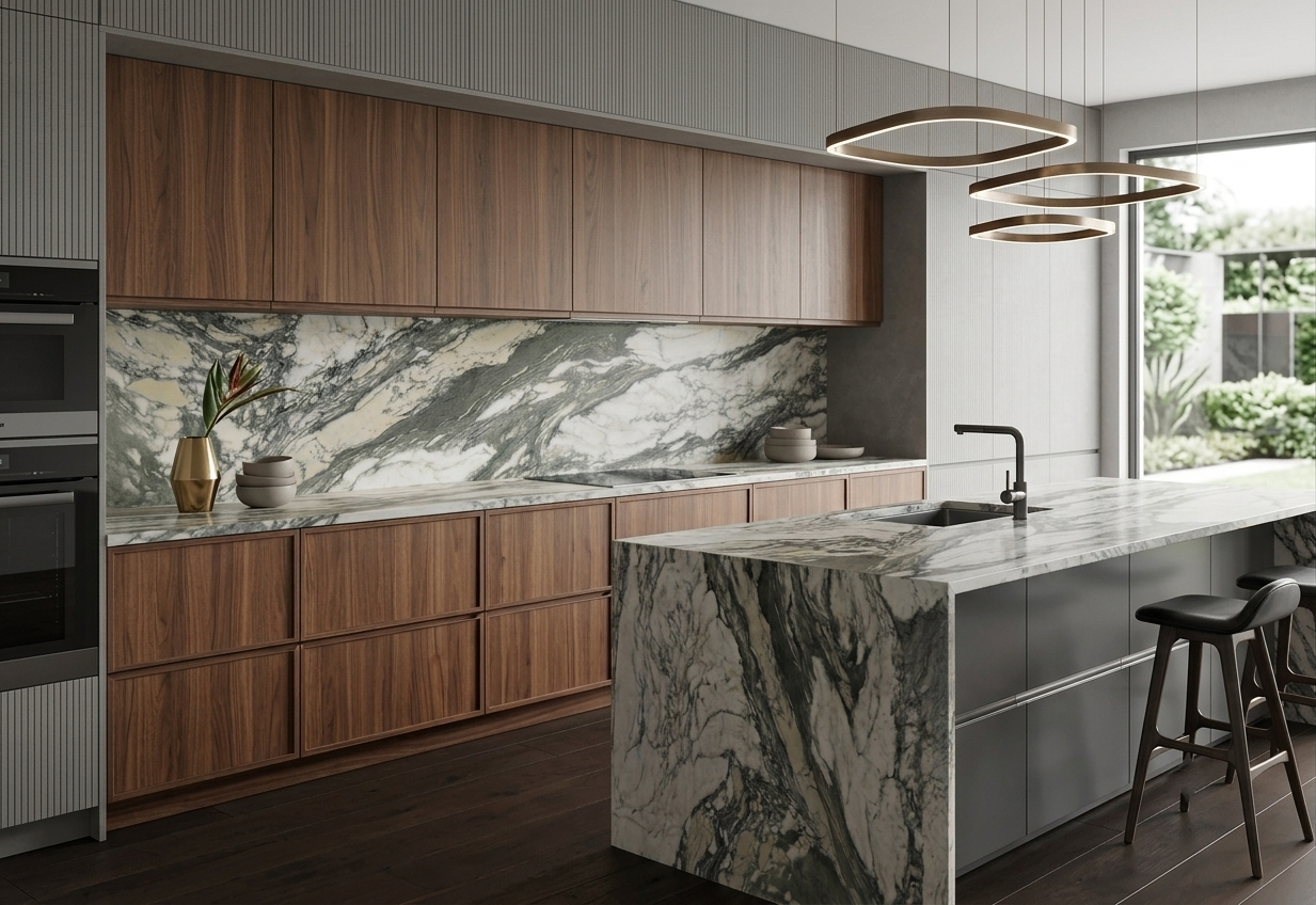 Calacatta Turqouise Kitchen 1