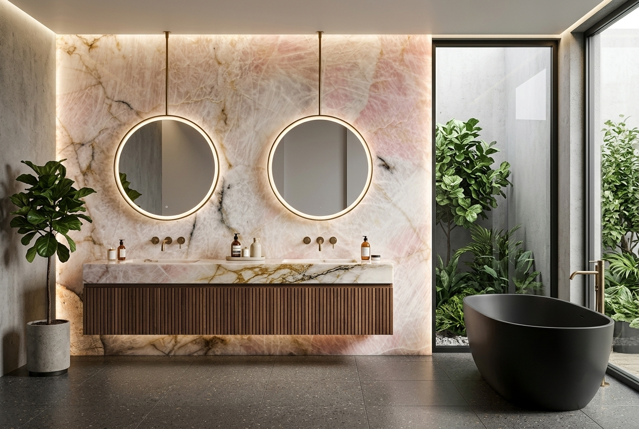 Pink Cristallo Bathroom